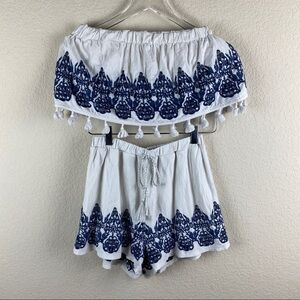 AMERICAN EAGLE Two Piece Bandeau Top Shorts Set XS